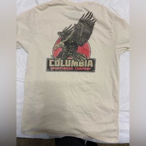 Columbia Cream T-Shirt with Red and Black Eagle Graphic